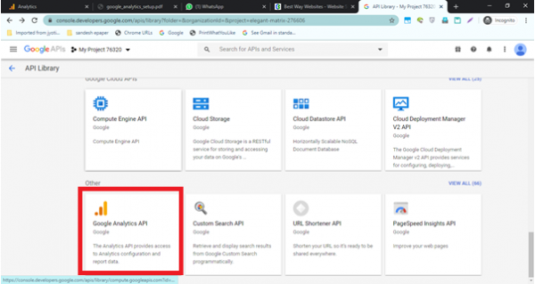 Step 14. Scroll down and Click on Google Analytics API Step 14. Scroll down and Click on Google Analytics API