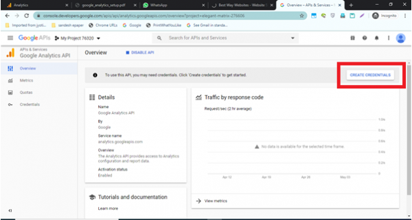 Step 16. Click on Create Credentials Step 16. Click on Create Credentials