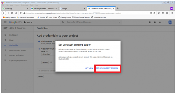 Step 18. Click on Set up consent screen Step 18. Click on Set up consent screen