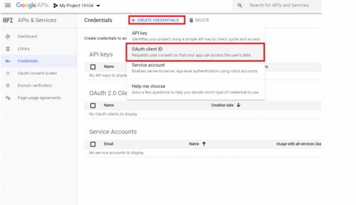 Step 22. Go to create credentials Step 22. Go to create credentials