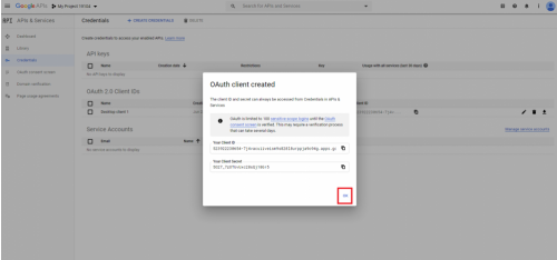 Step 23 1. Oath client created confirmation Step 23 1. Oath client created confirmation