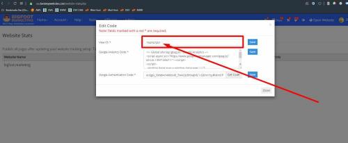 Step 6. Paste the View ID into the CMS Step 6. Paste the View ID into the CMS